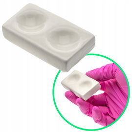 Płytka tacka laboratoryjna porcelanowa 2 - dołkowa glazurowana 60x35x13 mm