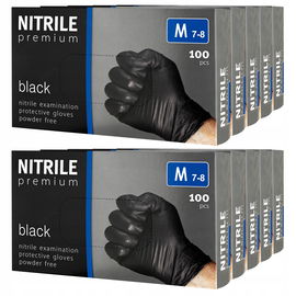 10 x Rękawice rękawiczki nitrylowe PREMIUM bezpudrowe [M] 100 sztuk czarne