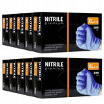 10 x Rękawice rękawiczki nitrylowe PREMIUM bezpudrowe XL 100 szt niebieskie
