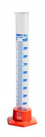 CYLINDER POMIAROWY PP ZE SKALĄ NIEBIESKA MALOWANA 100 ML STOPKA ZDEJMOWANA