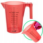Zlewka miarowa plastikowa 500 ml PP czerwona skala malowana z uchwytem