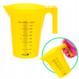 Zlewka miarowa plastikowa 500 ml PP żółta skala malowana z uchwytem