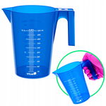 Zlewka miarowa plastikowa 500 ml PP niebieska skala malowana z uchwytem
