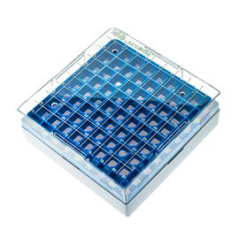 Kriopudełko statyw na probówki fiolki 9x9 81 miejsc Poliwęglan niebieski