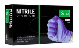 Rękawice rękawiczki nitrylowe PREMIUM bezpudrowe [S] 100 sztuk fioletowe