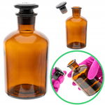 Butelka szklana na odczynniki z korkiem szklanym 125 ml oranż wąska szyja
