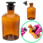 Butelka szklana brązowa na odczynniki z korkiem szklanym 250 ml wąska szyja