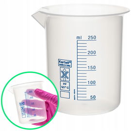 Zlewka niska plastikowa z PP skala malowana z podziałką poj. 250 ml KARTELL