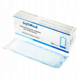 Torebki worki do sterylizacji parą pakiety ze wskaźnikiem 90x260mm 200 szt.