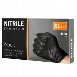 Rękawice rękawiczki nitrylowe PREMIUM bezpudrowe [XL] 100 sztuk czarne