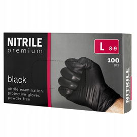 Rękawice rękawiczki nitrylowe PREMIUM bezpudrowe [L] 100 sztuk czarne