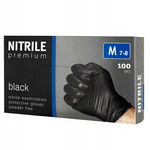 Rękawice rękawiczki nitrylowe PREMIUM bezpudrowe [M] 100 sztuk czarne
