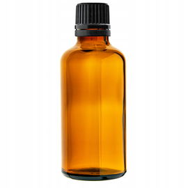 Butelka szklana brązowa 50 ml z kroplomierzem czarnym gwint 18/415