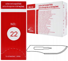 Skalpele ostrza chirurgiczne modelarskie nożyki NR 22 sterylne ZARYS 100szt