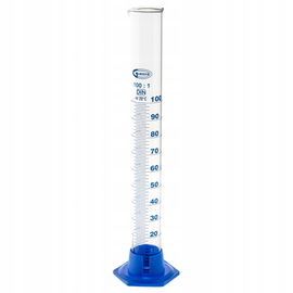 Cylinder miarowy menzurka 100 ml kl. B szklany boro 3.3 stopka plastikowa