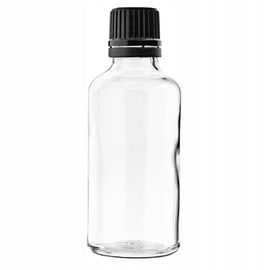 Butelka szklana bezbarwna 50 ml z czarnym kroplomierzem gwint 18/415