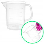 Zlewka plastikowa polipropylenowa PP z uchem skala tłoczona 500 ml mocna