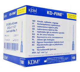KD Medical - Fine Sterylne Igły iniekcyjne 20G 0,90 x 40 mm 100 szt.