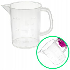 Zlewka plastikowa polipropylenowa PP z uchem skala tłoczona 250 ml mocna