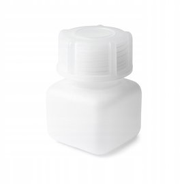 Butelka plastikowa laboratoryjna czworokątna twarda HDPE biała 20 ml GL28