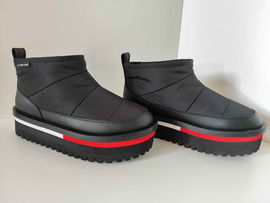 Tommy Jeans Śniegowce Tjw Nylon Flatform Boot Wl Damskie Czarne Wsuwane 40