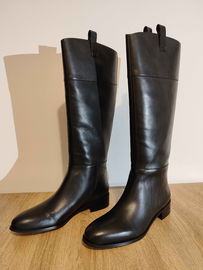 41 ALOHAS Kozaki Kobiece Billie Skórzane Oficerki Buty Damskie Czarne