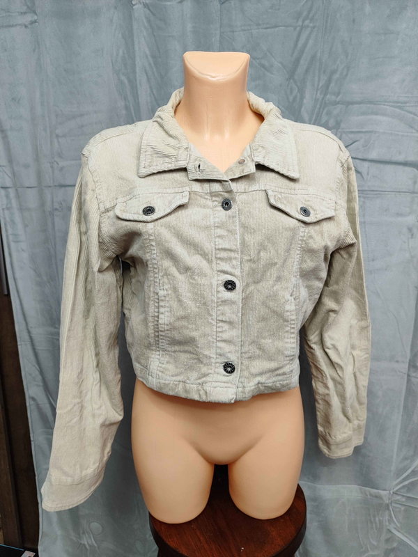 Cross Jeans Beżowa Kurtka Sztruksowa Cropped L Katana Vintage Boho