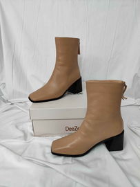 DeeZee Botki Beżowe 38 Słupek Kwadratowy Nosek Eleganckie