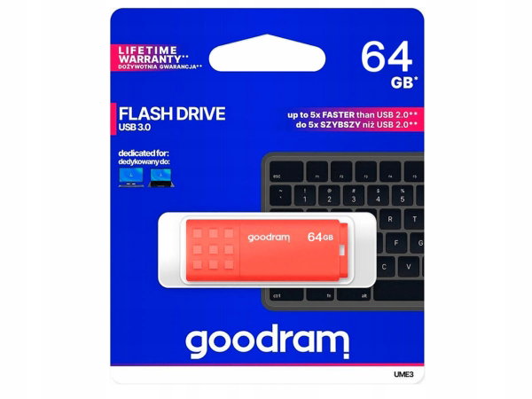Pendrive GOODRAM UME3 64GB USB 3.2 Gen 1 Orange