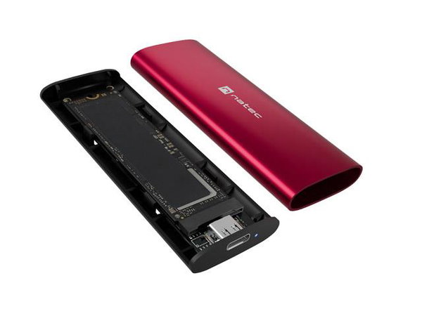 Obudowa SSD M.2 PCIe NVMe Natec Rhino Lite NKZ-2471 Ruby Red USB Typ-C 3.2 Gen2
