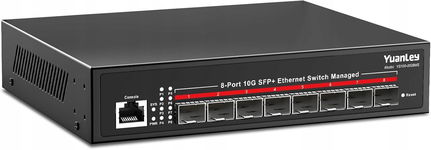 YuanLey 8-portowy przełącznik zarządzany 10G, 8X 10 Gbit/s SFP+ L3 SFP