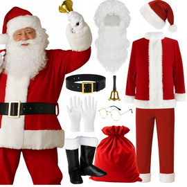 Strój Świętego Mikołaja Duży Rozmiar 3XL Kostium Profesjonalny Welur 13 El