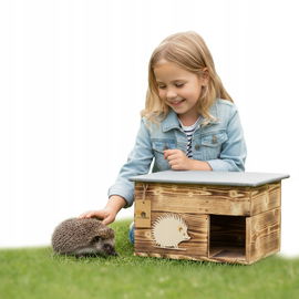 Solidny Drewniany Domek XXL dla Jeża Ciepły Legowisko Schronienie Opalany