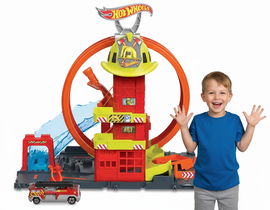 HOT WHEELS CITY ZESTAW TORÓW REMIZA STRAŻACKA SUPERPĘTLA + AUTKO NA PREZENT