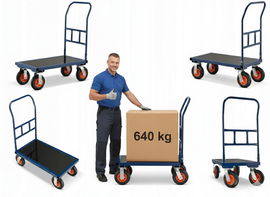 WÓZEK PLATFORMOWY MAGAZYNOWY POMPOWANE KOŁA UDŹWIG DO 640KG MOCNY METALOWY