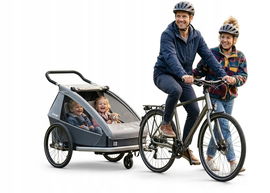 Przyczepka Rowerowa dla DZIECI Dwuosobowa 2w1 Croozer Kid Keeke 2 Szara