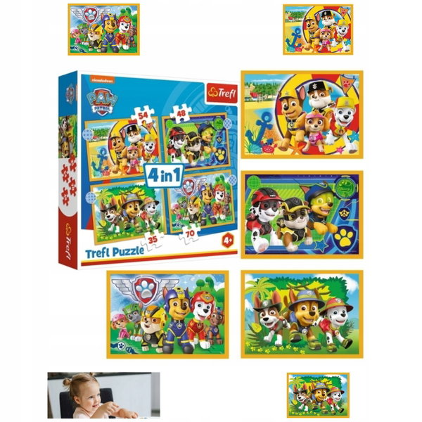PUZZLE PSI PATROL TREFL 4W1 207 ELEMENTÓW ZESTAW UKŁADANKA DLA DZIECI 4+