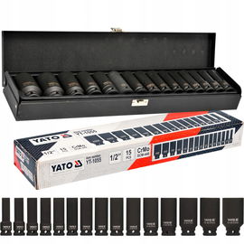 YATO ZESTAW KOMPLET NASADKI KLUCZE UDAROWE DŁUGIE 1/2 15 EL WALIZKA YT-1055