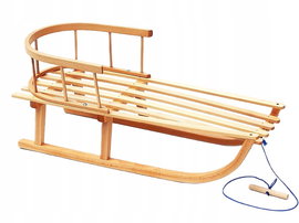 Sanki Drewniane z Oparciem Tradycyjne Mocne Bezpieczne + Sznurek GRATIS !