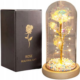 Prezent na DZIEŃ BABCI I DZIADKA Wieczna RÓŻA W SZKLE jak PRAWDZIWA+PUDEŁKO