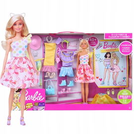 BARBIE ZESTAW GARDEROBA DO STYLIZACJI LALKI 40 el LALKA + UBRANKA AKCESORIA
