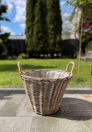 Koszyk Doniczka Osłonka 39 cm Rattan odcienie brązu i beżu folia na kwiaty