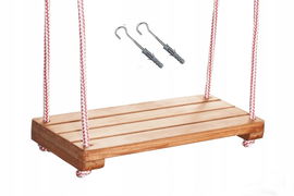 HUŚTAWKA Drewniana dla Dzieci Ogrodowa Dziecięca IMPREGNOWANA DESKA HAKI