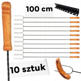 KIJE NA OGNISKO KIEŁBASĘ WIDELCE WIDEŁKI 100cm 10 szt + UCHWYT GRATIS !!!