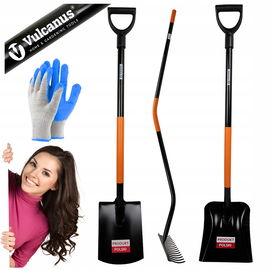 Profesjonalny MOCNY ZESTAW 3 szt. metalowych Narzędzi ŁOPATA GRABIE SZPADEL