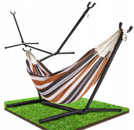 DUŻY HAMAK ZE STELAŻEM STALOWYM OGRODOWY MOCNY XXL 200KG + TORBA PODRÓŻNA