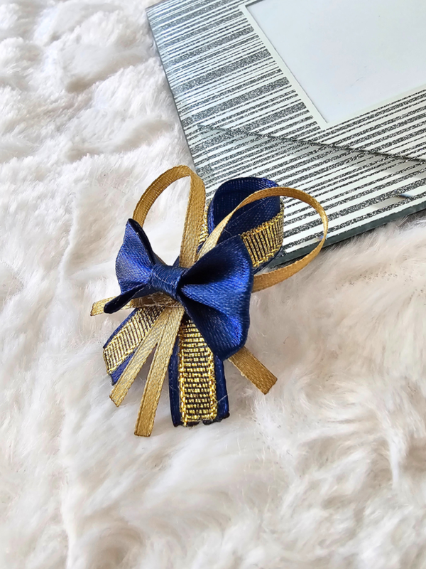 Przypinki dla gości weselnych + navy blue granat stare złoto – pakiet 5 szt.