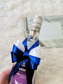 Kokardki na alkohol weselny granatowe ombre – pakiet 5 szt.