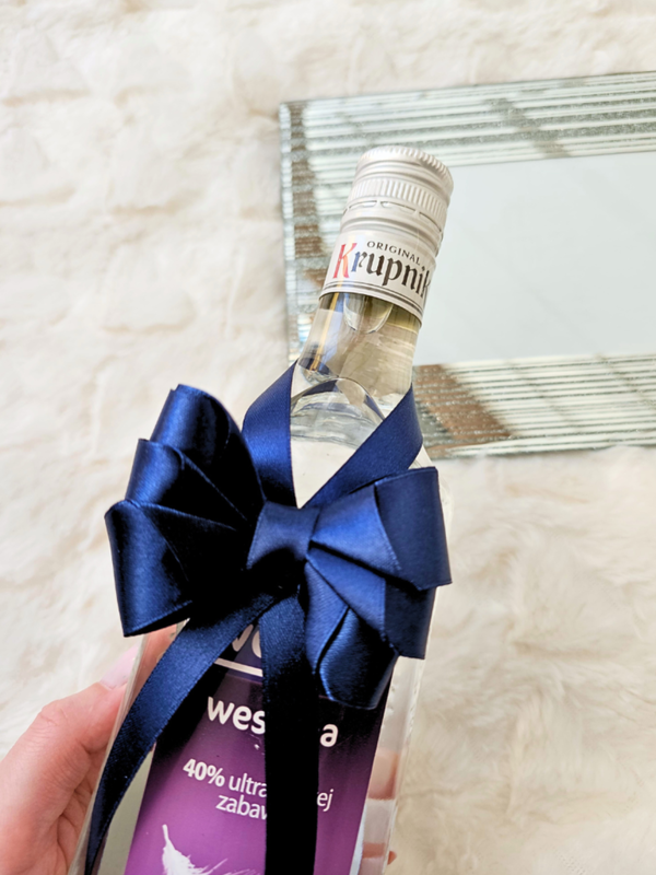 Kokardki na alkohol weselny navy blue – pakiet 5 szt.