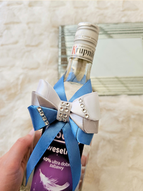 Kokardki na alkohol weselny niebieskie – pakiet 5 szt.